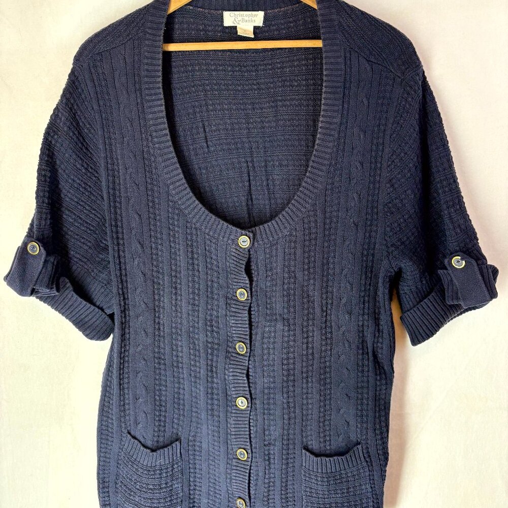Christopher & Banks Short Sleeve Knit Cardigan - Picture 1 of 6